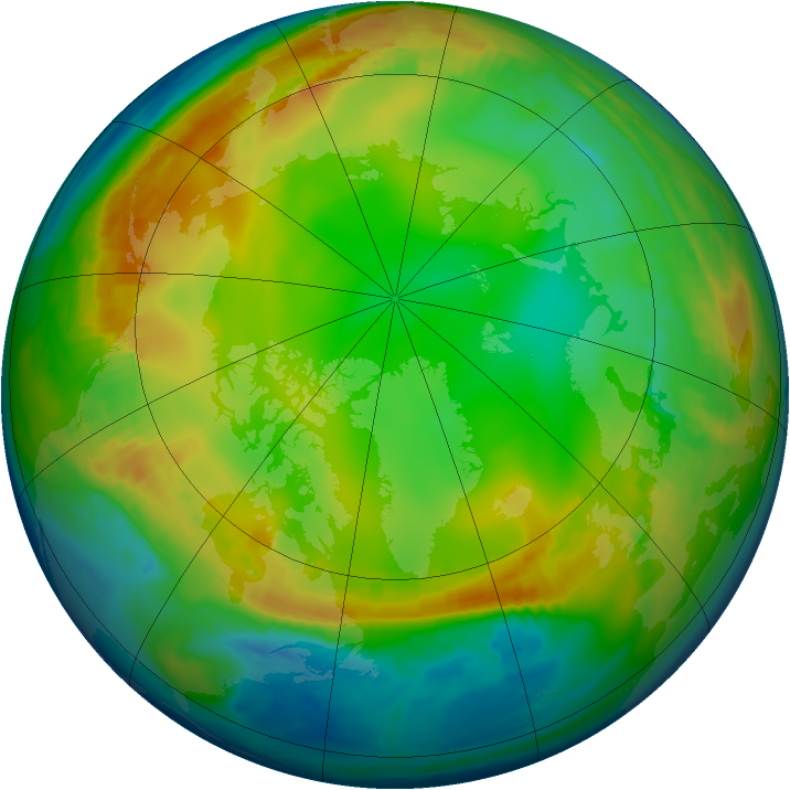 Arctic ozone map for 25 December 1979